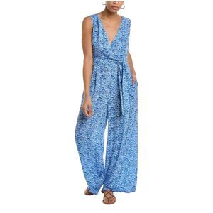 J. Mclaughlin Blue Hermione Sea Shell Tropical Resort Jumpsuit Sz14 ***